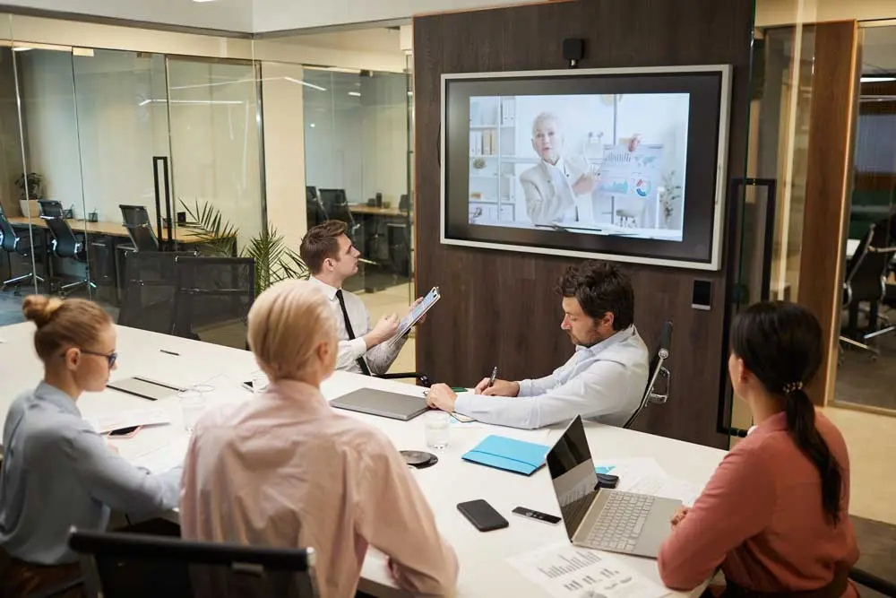 business people sitting at online conference 7W2EFZ2